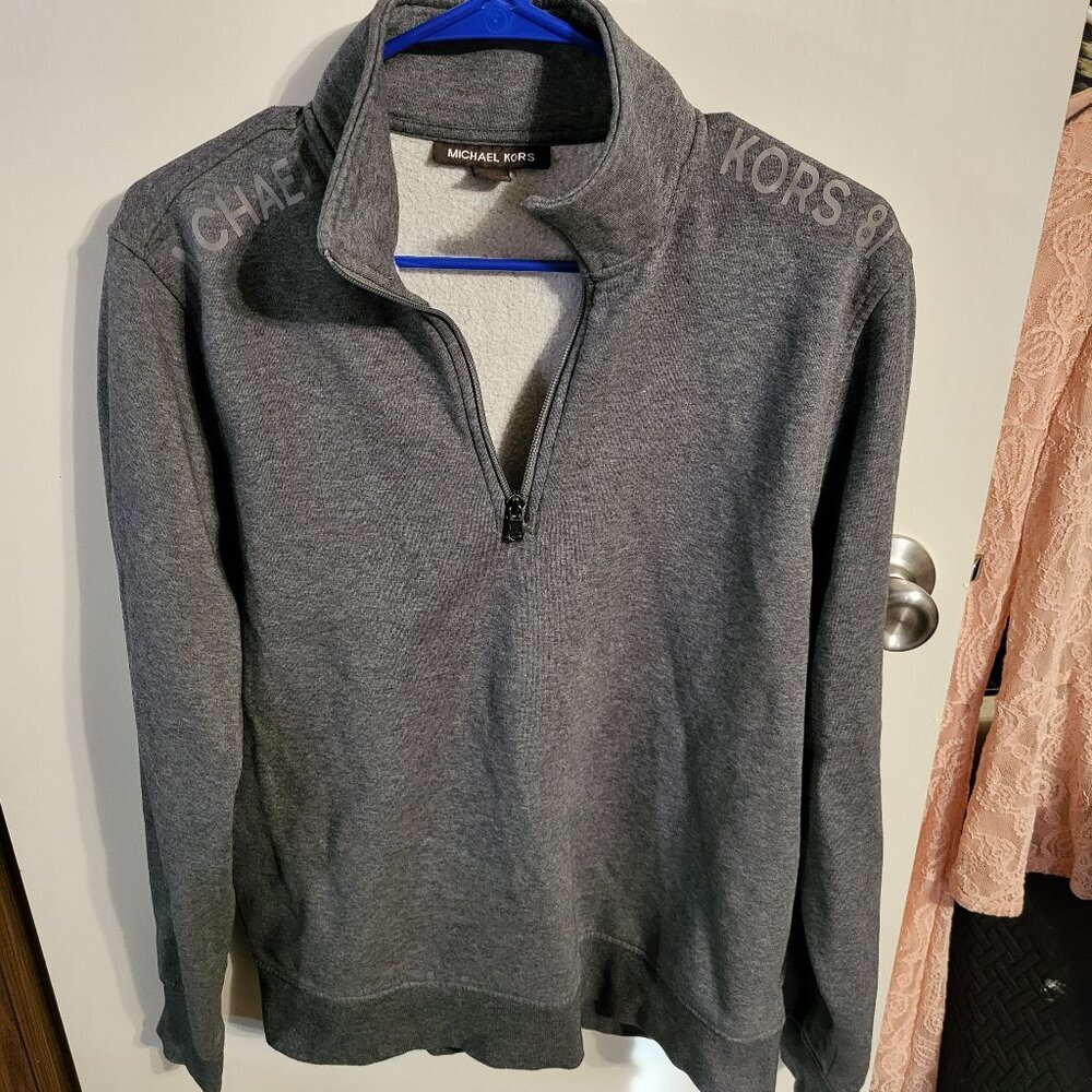 WOMENS MICHAEL KORS QUARTER ZIP SWEATSHIRT PULLOVER SZ L